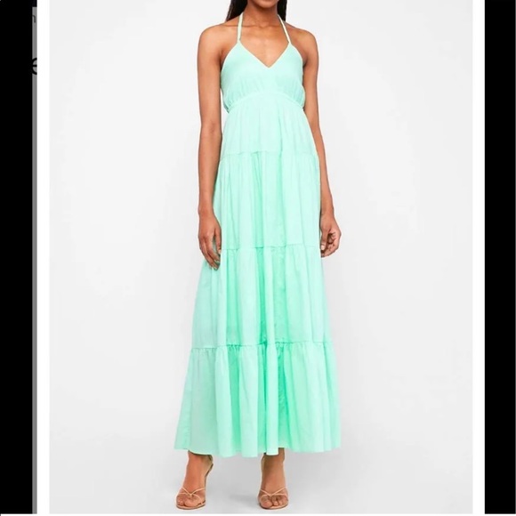 Express Dresses & Skirts - *NEW* EXPRESS! Mint Green Halter V-Neck Tiered Maxi Dress